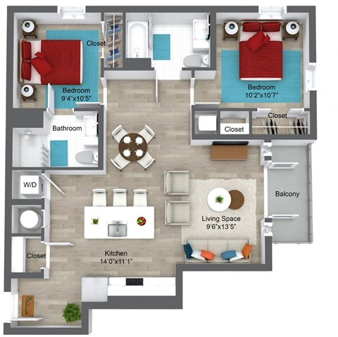 Small Union 346 II 207 Floor Plan at Union 346, Somerville, Massachusetts, 02143